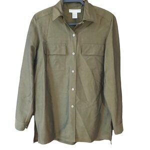 Doncaster Olive Green Long Sleeve Button Up Shirt Wool Blend Size XL Tunic